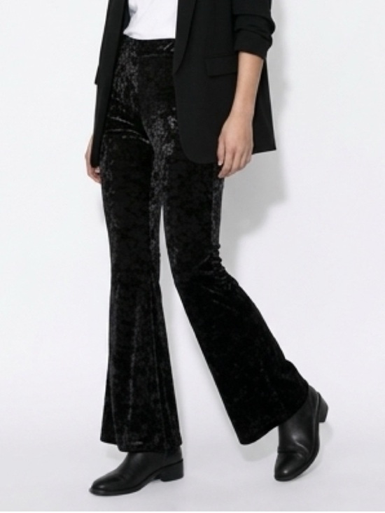 Forever 21 Pants - Forever 21 - Crushed Velvet Bell-Bottom Pants - Black - Size Medium